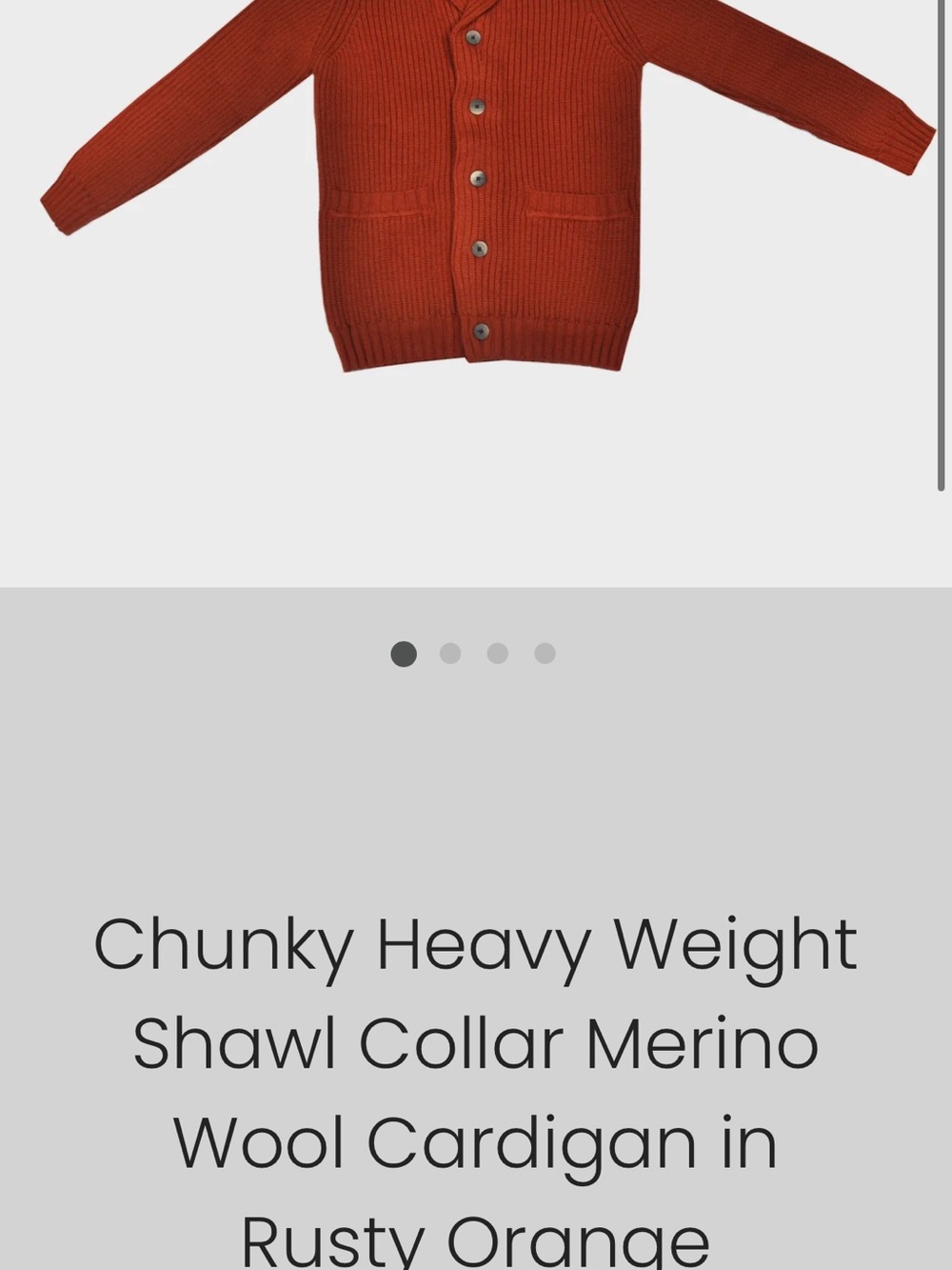 Seaward & Stearn Rust Orange Chunky Shawl Collar Merino Wool Cardigan - Men